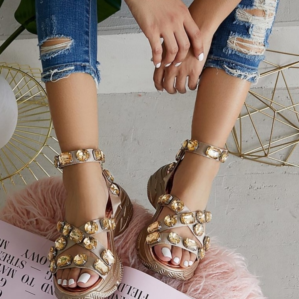 Last 9 Diamond Ankle Buckle Sandals - Picture 3 of 7